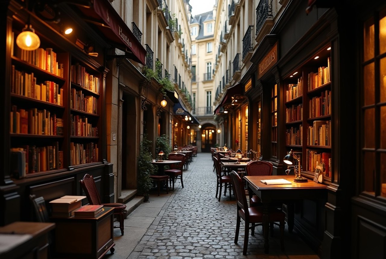 Narrow street view of rue de Grenelle or Gallimard's facade