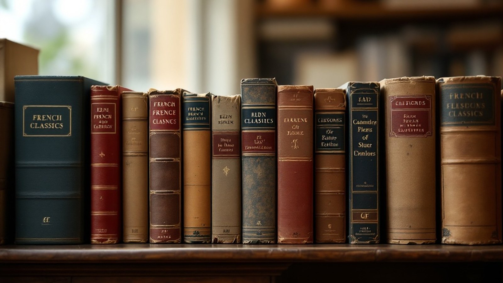 A well-worn shelf of French paperback classics (Folio or GF editions)
