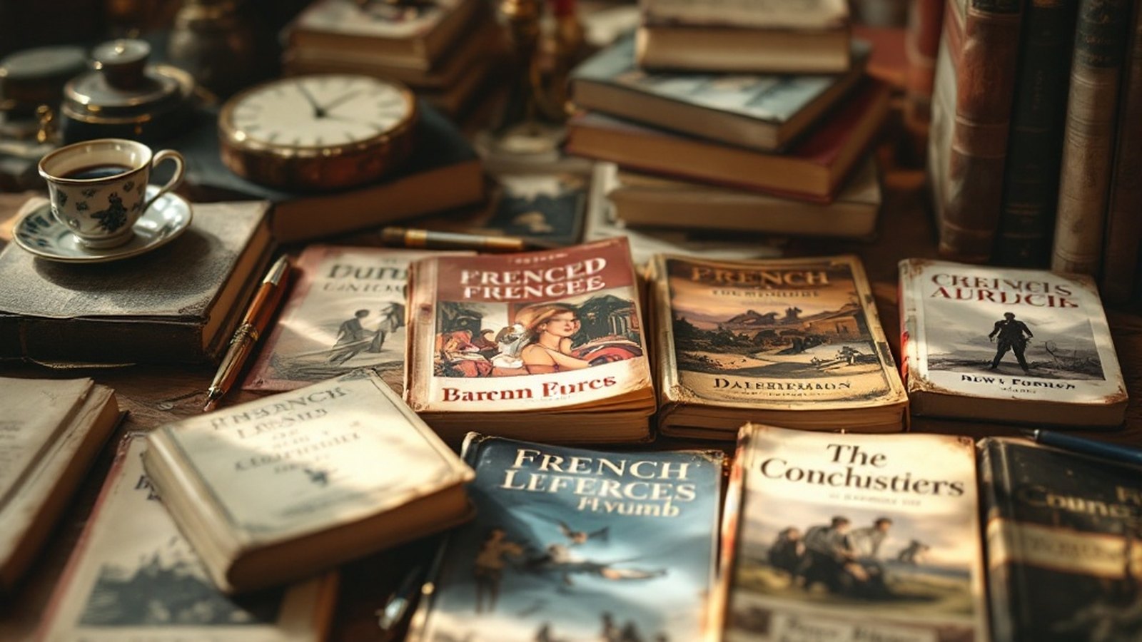 A spread of French novel covers across eras